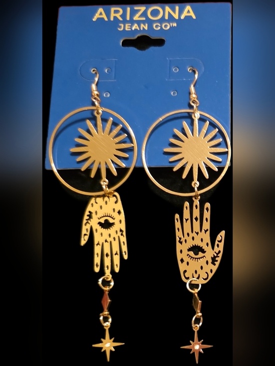 Arizona Jean Company Jewelry - Goldtone Sunburst & Hamsa Hand Dangle Earrings